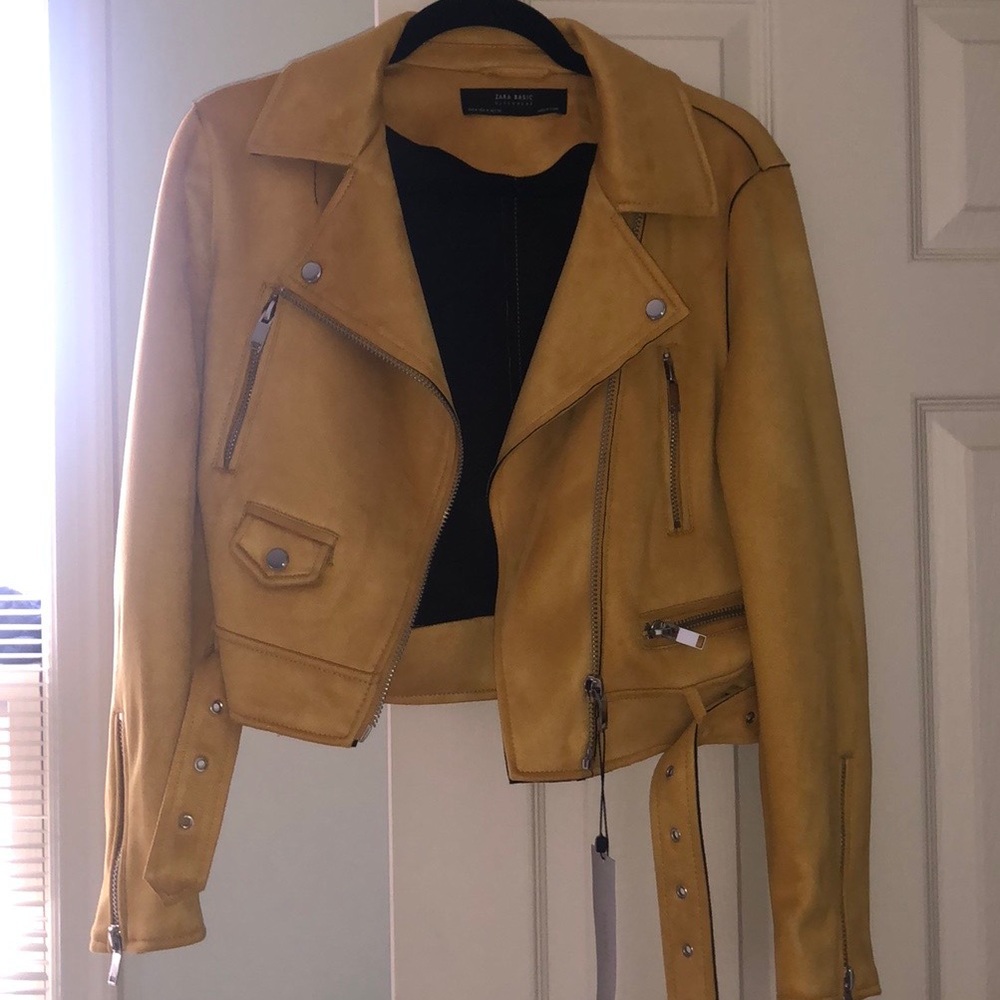 NWT Zara yellow moto jacket